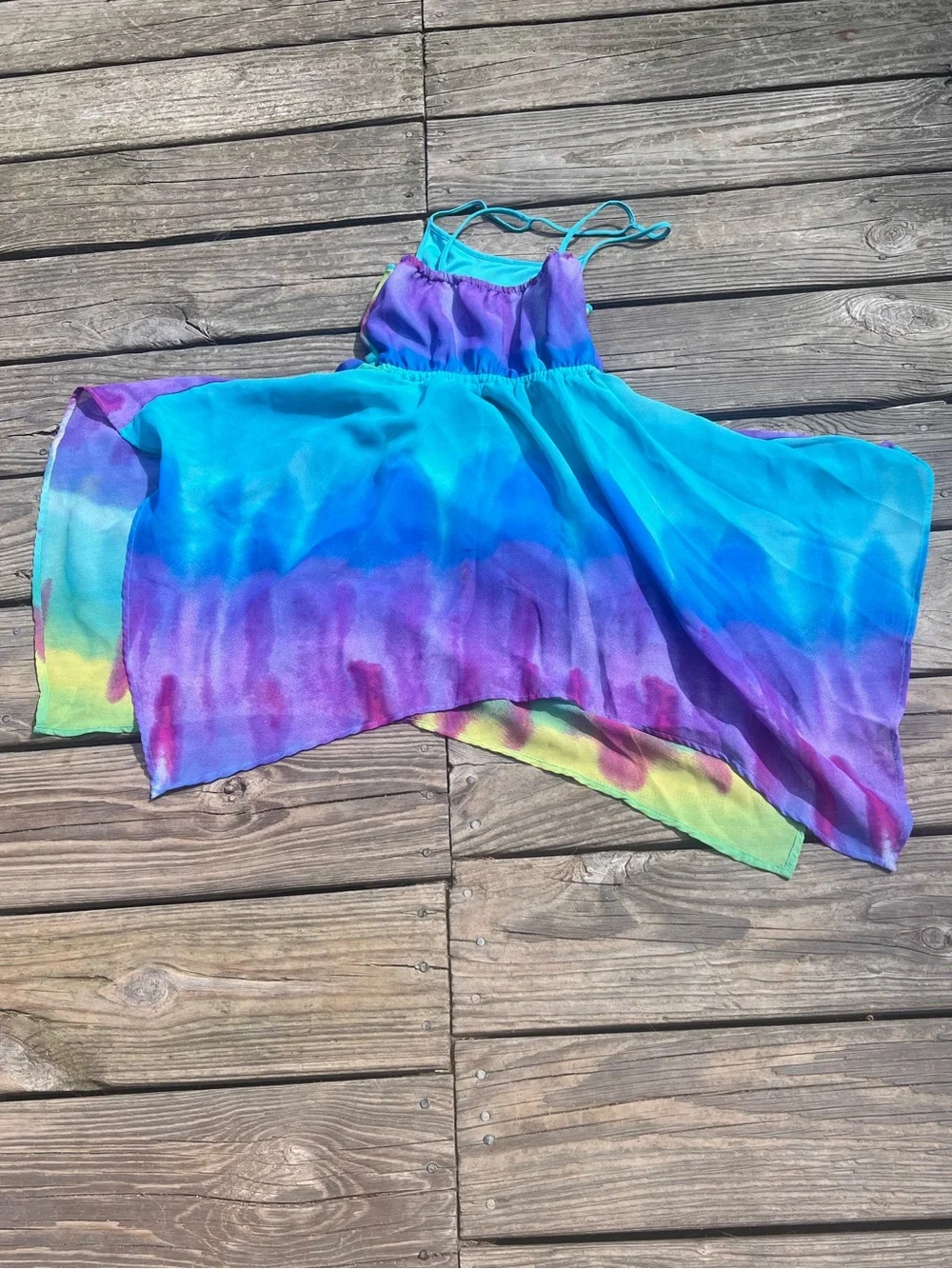 CHILDRENS PLACE Tie-Dye Sundress - Bright Rainbow Colors- size small (5/6)